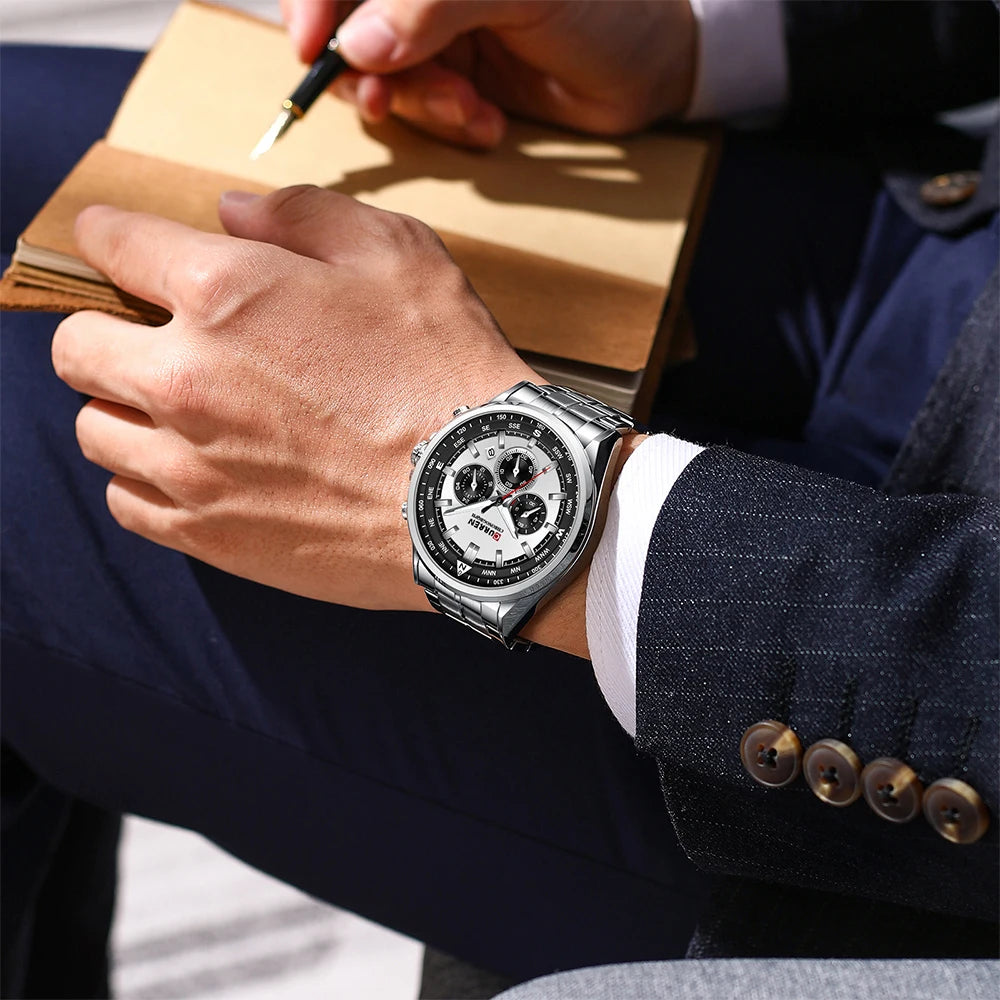 Zegarek męski CURREN – modny zegarek renomowanej marki, model luksusowy, wodoodporny, ze stali, w stylu sportowym, chronograf kwarcowy