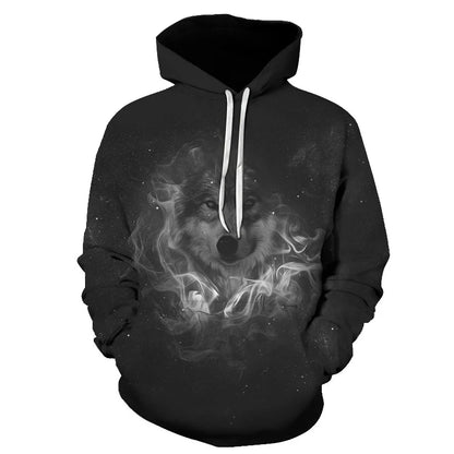 Cool Space Galaxy Wolf Hoodie Hoodies Men Bright Wolf Fashion Handsome Wolf Hoodies Spring Autumn Pullovers Sweatshirts Sweat