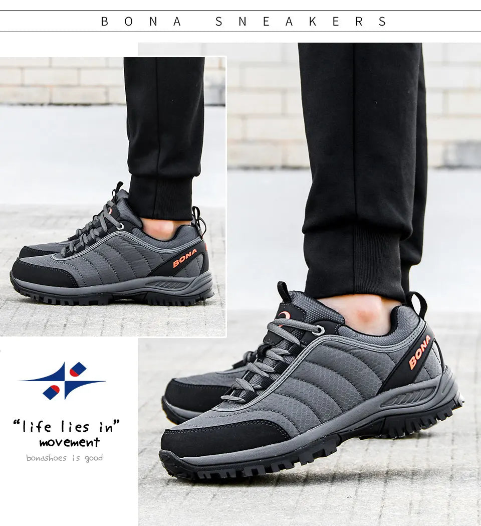 BONA New Arrival Hiking Shoes Men Mountain Climbing Outdoor Trainer Footwear Trekking Sport Sneakers Comfortable