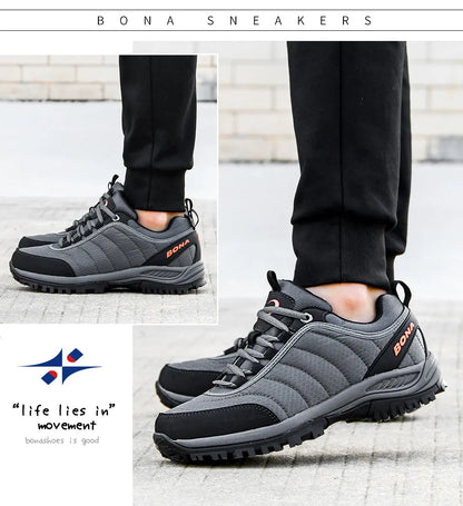 BONA New Arrival Hiking Shoes Men Mountain Climbing Outdoor Trainer Footwear Trekking Sport Sneakers Comfortable
