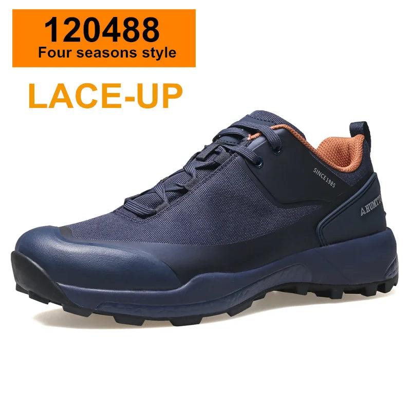 HUMTTO Waterproof Hiking Shoes Mountain Trekking Boots Black Camping Sneakers for Men Safety Climbing Sport Tactical Men's Shoes