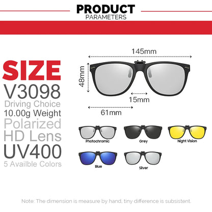 VIVIBEE Men Photochromic Polarized Lens Flip Up Clip on Sunglasses Women Driving Sun Glasses with Clips 2026 Trending Product
