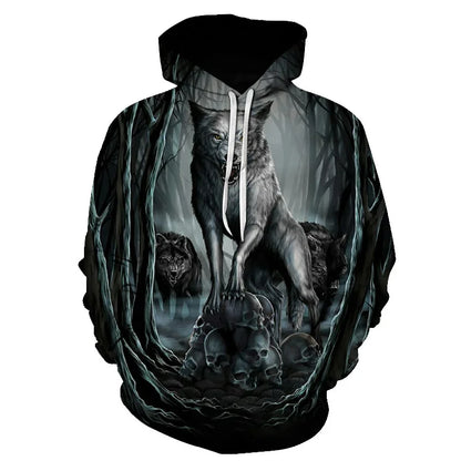 Cool Space Galaxy Wolf Hoodie Hoodies Men Bright Wolf Fashion Handsome Wolf Hoodies Spring Autumn Pullovers Sweatshirts Sweat