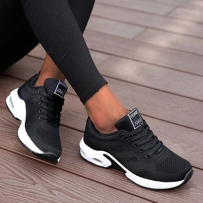 Ténis de moda para mulher, leves, para corrida, para desportos ao ar livre, em malha respirável, confortáveis, com almofada de ar e com atacadores