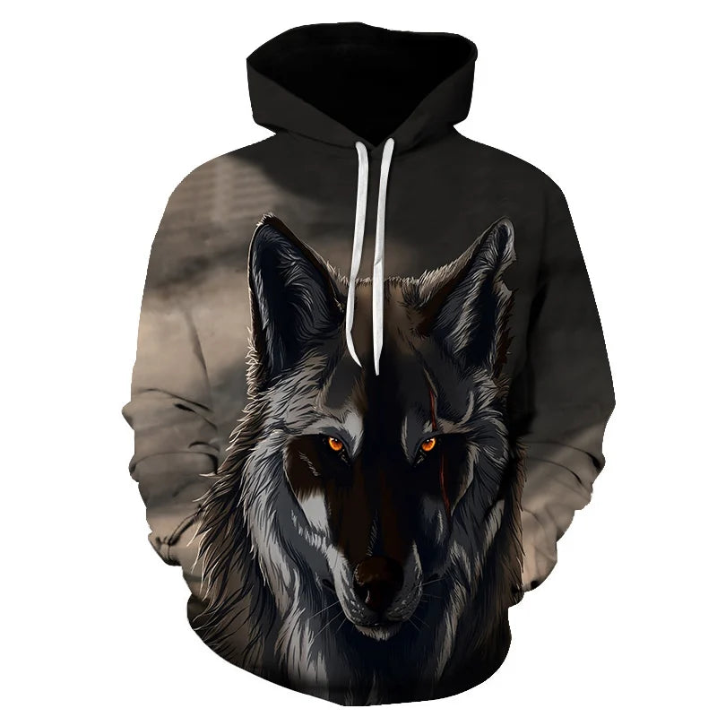 Cool Space Galaxy Wolf Hoodie Hoodies Men Bright Wolf Fashion Handsome Wolf Hoodies Spring Autumn Pullovers Sweatshirts Sweat