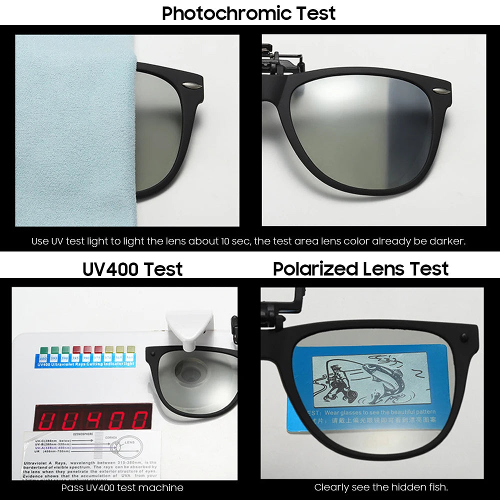 VIVIBEE Men Photochromic Polarized Lens Flip Up Clip on Sunglasses Women Driving Sun Glasses with Clips 2026 Trending Product