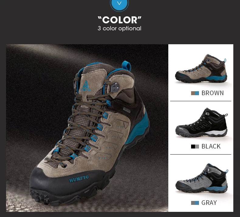 HUMTTO New Hiking Shoes Men's Waterproof Outdoor Sneakers for Men Leather Women Walking Climbing Trekking Sport Men's Boots Women's