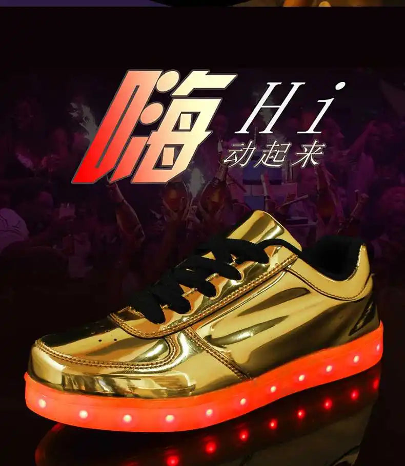 Men's Shoes Glowing Light LED Women Spring Fashion Casual Sport Lamp Party Golden Silver Boots Luminous Dancing Flats Sneakers