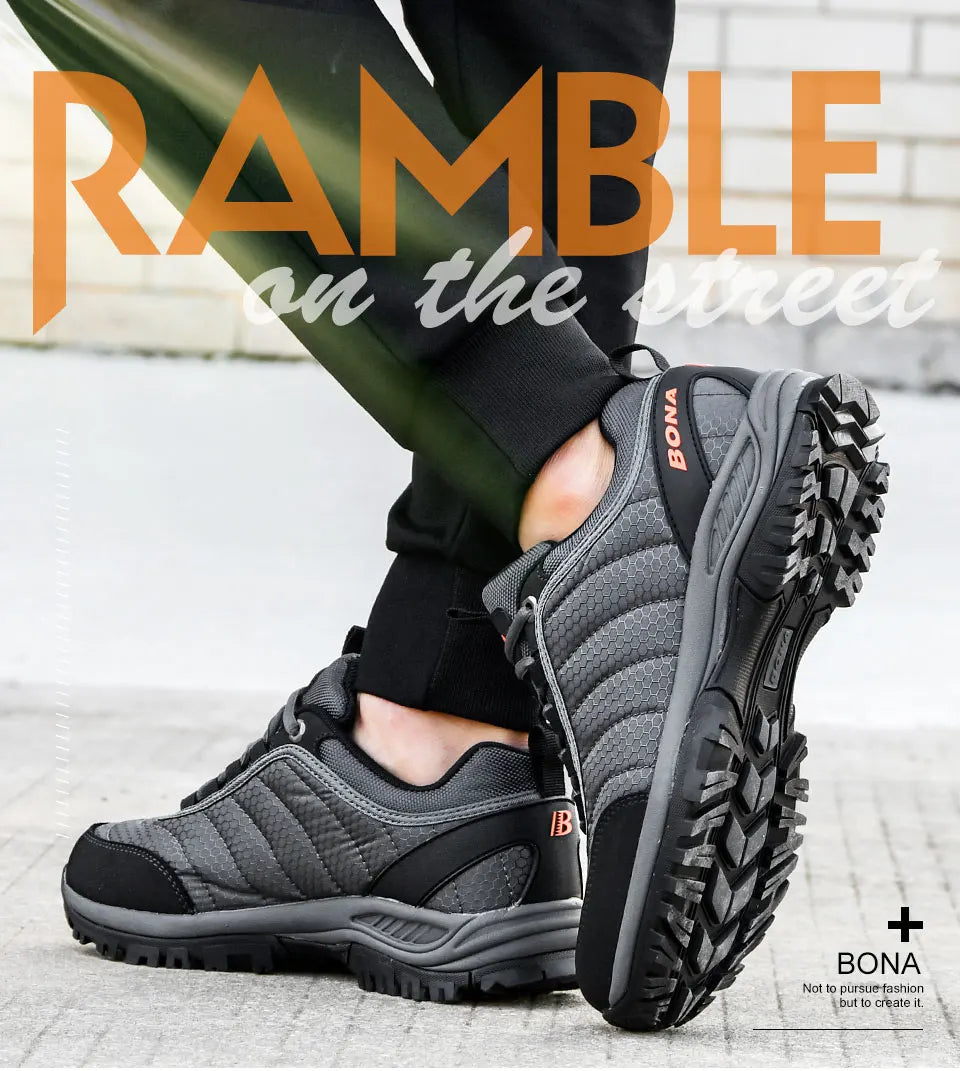 BONA New Arrival Hiking Shoes Men Mountain Climbing Outdoor Trainer Footwear Trekking Sport Sneakers Comfortable