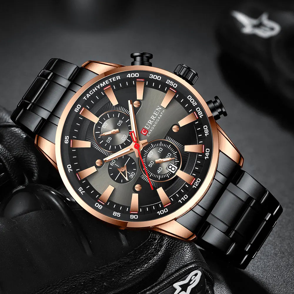Zegarek męski CURREN – zegarek kwarcowy, wodoodporny, w stylu biznesowym, z chronografem, luksusowy zegarek na rękę renomowanej marki