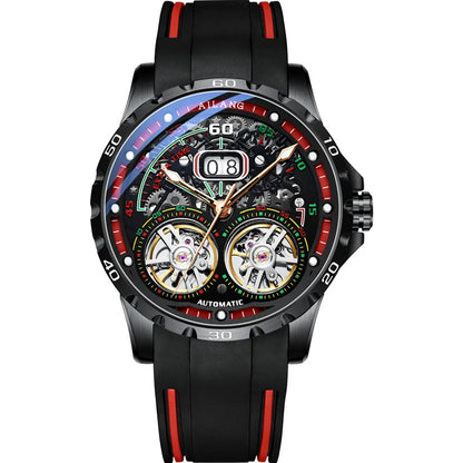AILANG Super Cool Double Tourbillon Automatic Mechanical Watch Men Luxury Brand Luminous Waterproof Watches Men's Reloj Hombre