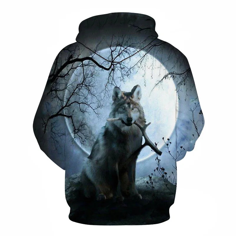 Cool Space Galaxy Wolf Hoodie Hoodies Men Bright Wolf Fashion Handsome Wolf Hoodies Spring Autumn Pullovers Sweatshirts Sweat