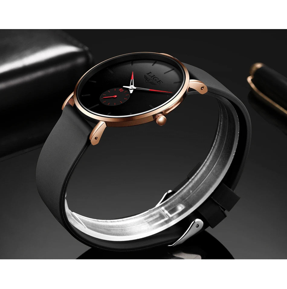 Reloj para hombre LIGE: estilo deportivo y moderno, marca de lujo, resistente al agua, diseño minimalista y ultradelgado, reloj de cuarzo para hombre