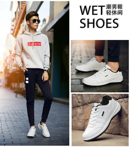 Leather Men's Sneakers Trendy Casual Italian Breathable Leisure Male Sneakers Non-Slip Footwear Men Vulcanized Shoes