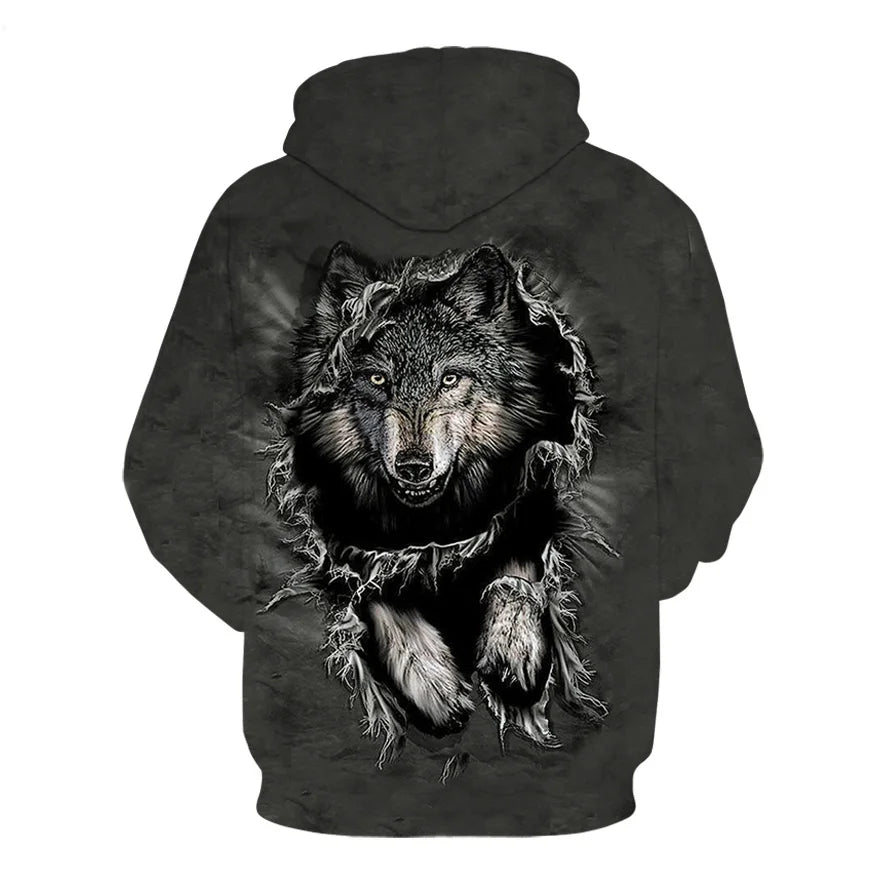 Cool Space Galaxy Wolf Hoodie Hoodies Men Bright Wolf Fashion Handsome Wolf Hoodies Spring Autumn Pullovers Sweatshirts Sweat