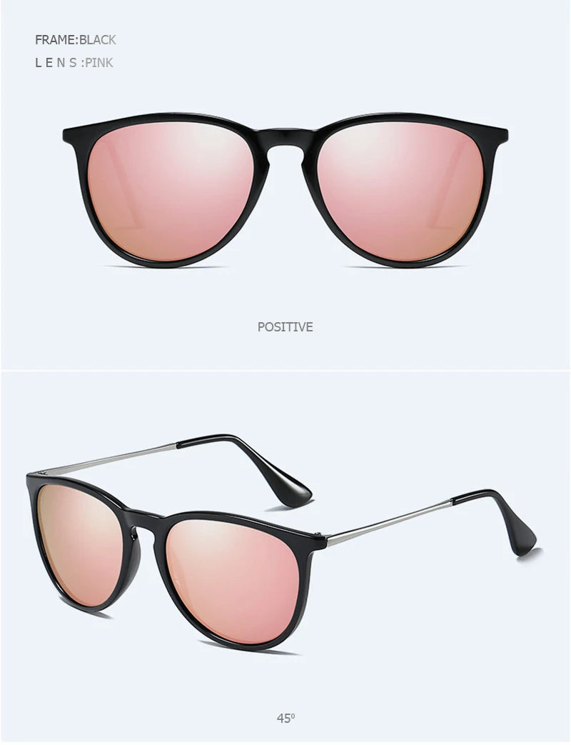 Classic Round Polarized Sunglasses Men Women Fashion Driving Sun Glasses Male Vintage Black Pink Shades Travelling Eyewear UV400