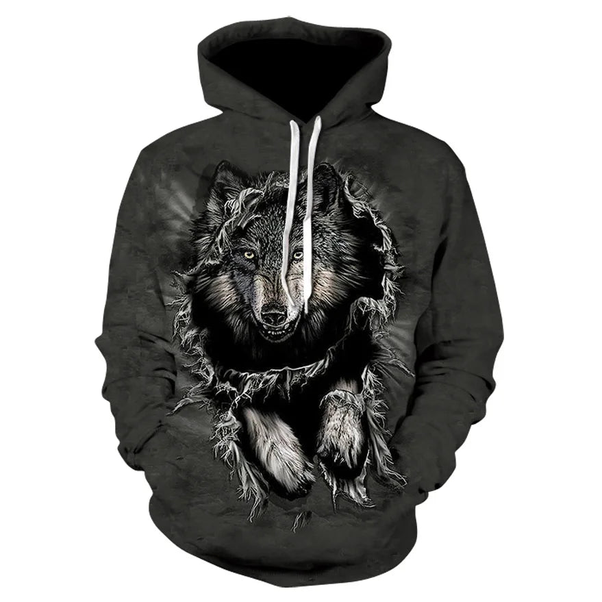 Cool Space Galaxy Wolf Hoodie Hoodies Men Bright Wolf Fashion Handsome Wolf Hoodies Spring Autumn Pullovers Sweatshirts Sweat