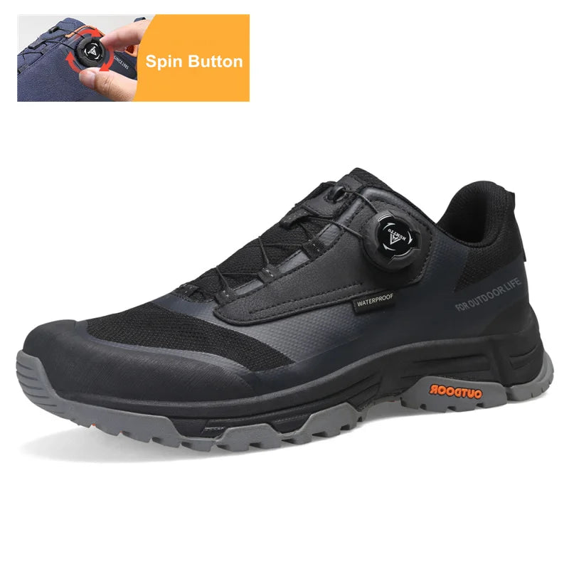 HUMTTO Waterproof Hiking Shoes Mountain Trekking Boots Black Camping Sneakers for Men Safety Climbing Sport Tactical Men's Shoes
