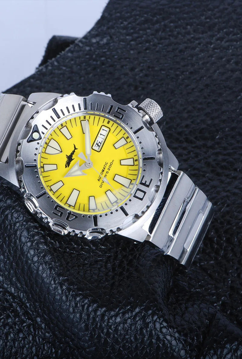 Heimdallr Sharkey Monster V2 Herren-Taucheruhr, 316L-Edelstahl, Japan NH36A-Uhrwerk, 200M wasserdicht, mechanische Herrenuhr