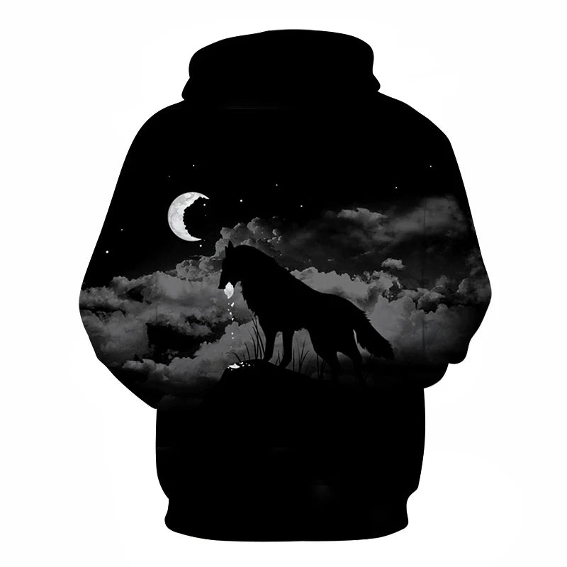 Cool Space Galaxy Wolf Hoodie Hoodies Men Bright Wolf Fashion Handsome Wolf Hoodies Spring Autumn Pullovers Sweatshirts Sweat