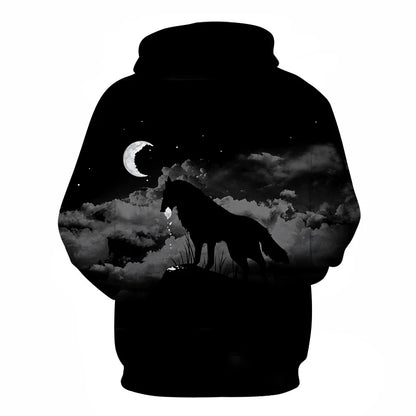Cool Space Galaxy Wolf Hoodie Hoodies Men Bright Wolf Fashion Handsome Wolf Hoodies Spring Autumn Pullovers Sweatshirts Sweat