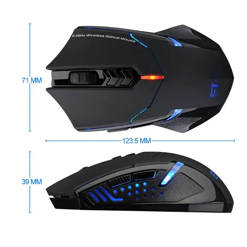 Rato Gaming Sem Fios ET X-08 2000DPI Ajustável, 7 Botões, 2.4G, Rato Gaming Profissional Sem Fios para Jogador, Silencioso, com LED, para PC