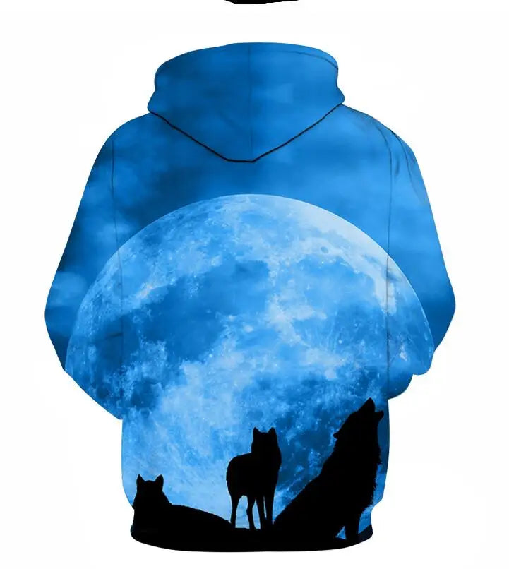 Cool Space Galaxy Wolf Hoodie Hoodies Men Bright Wolf Fashion Handsome Wolf Hoodies Spring Autumn Pullovers Sweatshirts Sweat