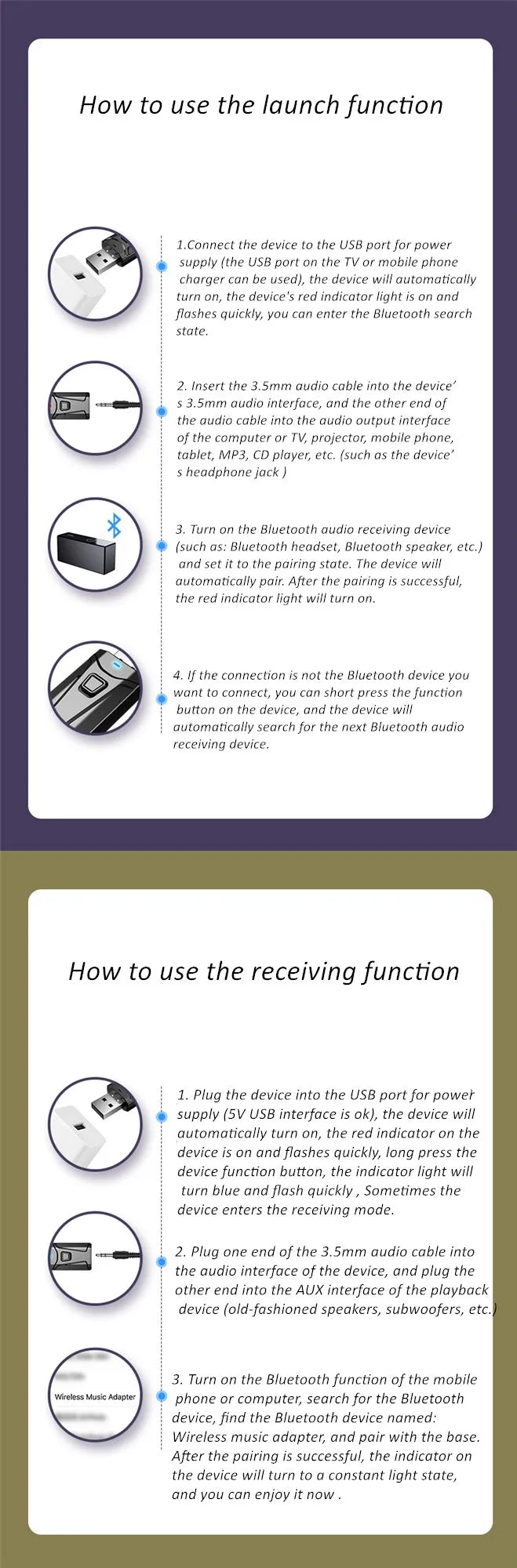 Wireless TV Headphones Bluetooth 5.0 USB Adaptor Stereo Headset Foldable Helmet Earbuds with Mic for Samsung  TV PC Music