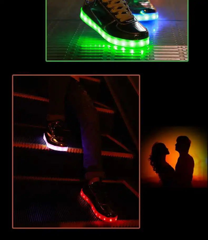 Men's Shoes Glowing Light LED Women Spring Fashion Casual Sport Lamp Party Golden Silver Boots Luminous Dancing Flats Sneakers
