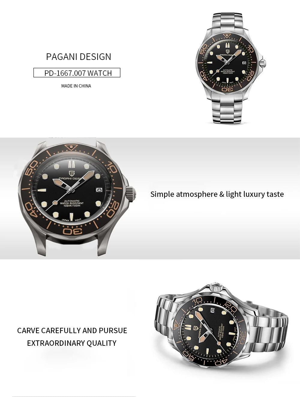 PAGANI DESIGN 007 Mechanical Wristwatch for Men Luxury Automatic Watch NH35A AR Sapphire Crystal Waterproof Clock 2024 New