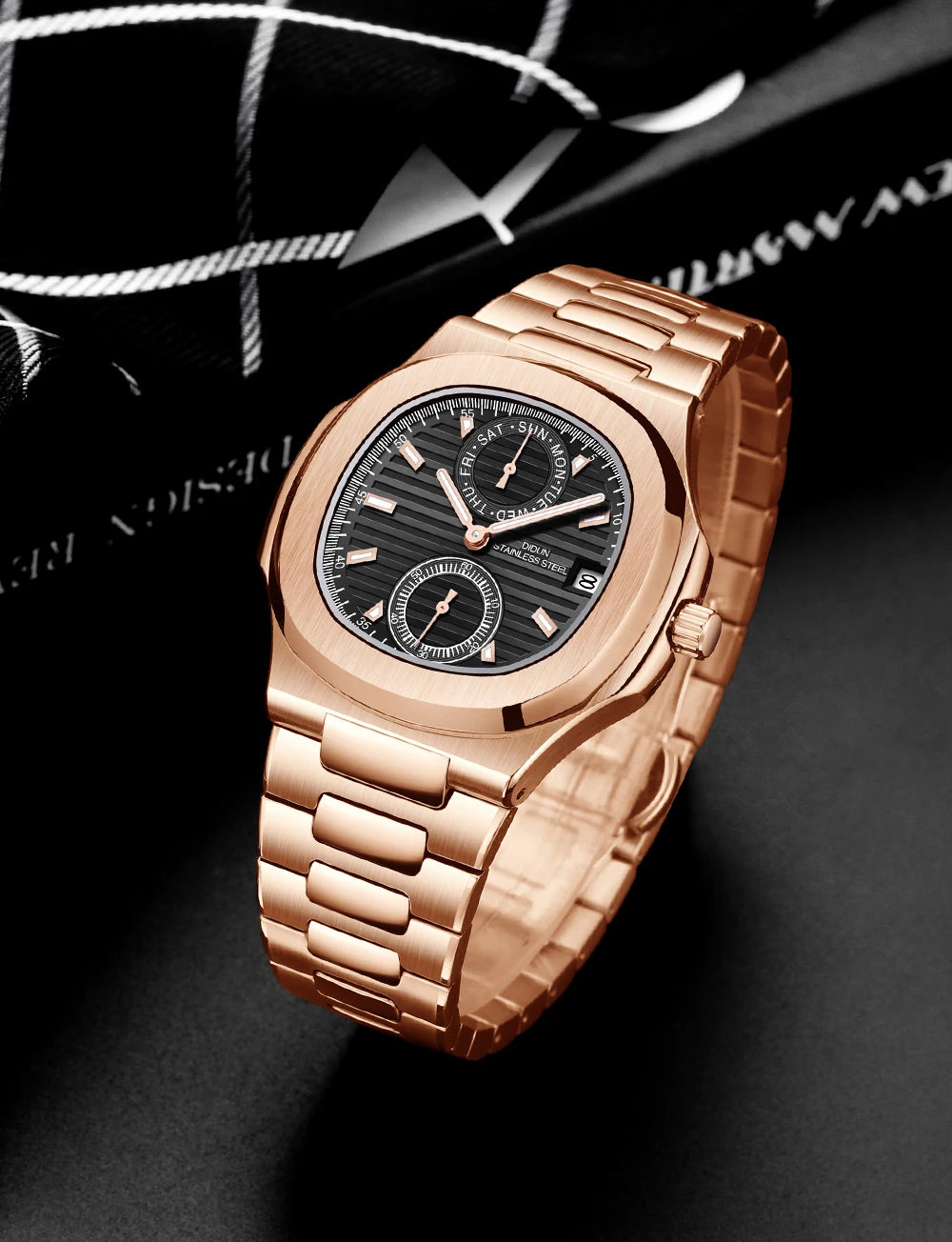 DIDUN TOP New Men Quartz Watches Sport Business Luxury Brand Stainless Steel Male Fashion Nautilus Wrist Clock Dropshipping