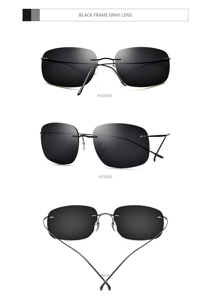 FONEX Titanium Rimless Sunglasses Men Austria Ultralight Frameless Square Polarized Sun Glasses for Women Japanese Shades 85694