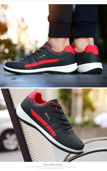 Leather Men's Sneakers Trendy Casual Italian Breathable Leisure Male Sneakers Non-Slip Footwear Men Vulcanized Shoes