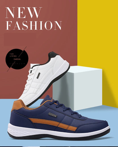 Leather Men's Sneakers Trendy Casual Italian Breathable Leisure Male Sneakers Non-Slip Footwear Men Vulcanized Shoes