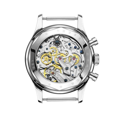 Red Star Panda Men's 1963 Chronograph Mechanical Wristwatch Seagull ST1901 Movement Gooseneck 40mm Luminous Sapphire Pilot Watch