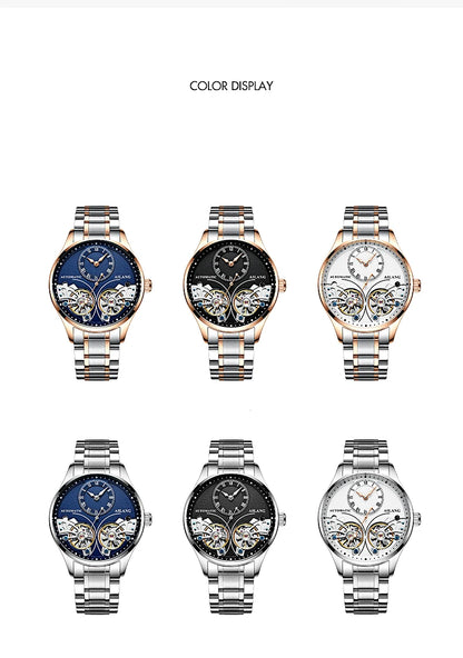AILANG Brand New Fashion Double Tourbillon Watch for Men Luxury Stainless Steel Waterproof Automatic Mechanical Watches