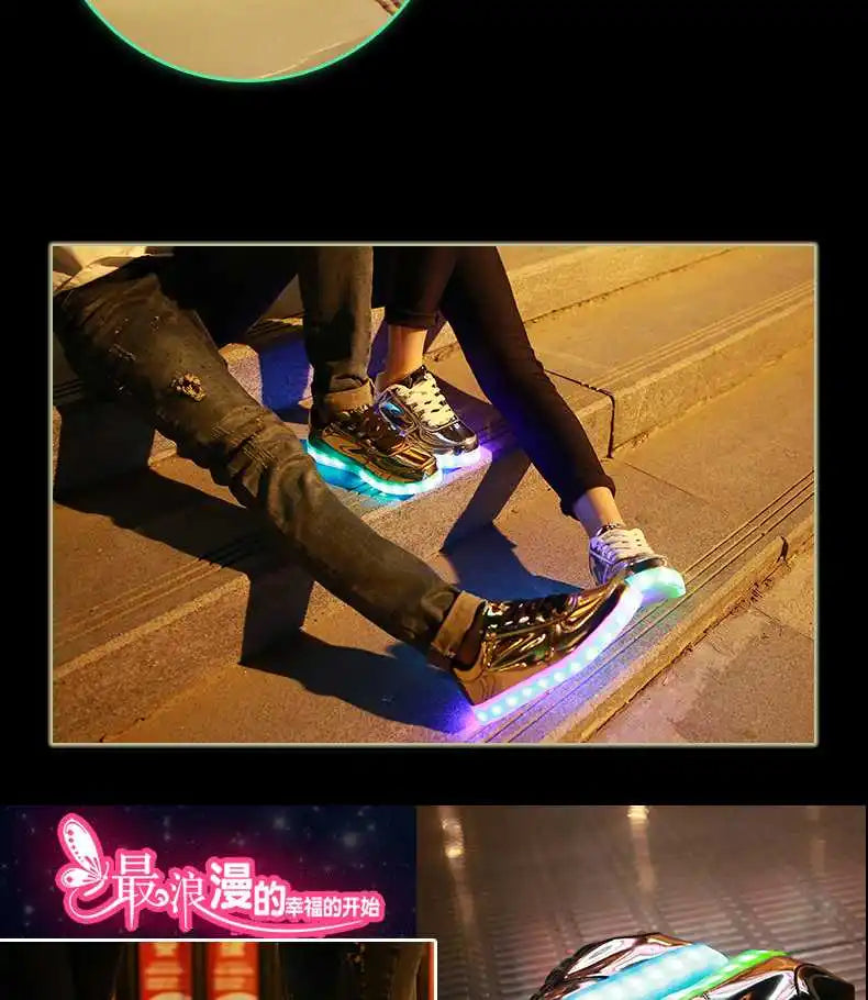 Men's Shoes Glowing Light LED Women Spring Fashion Casual Sport Lamp Party Golden Silver Boots Luminous Dancing Flats Sneakers