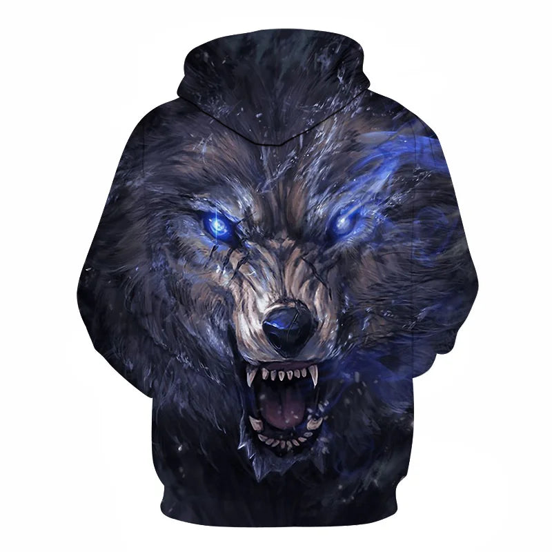 Cool Space Galaxy Wolf Hoodie Hoodies Men Bright Wolf Fashion Handsome Wolf Hoodies Spring Autumn Pullovers Sweatshirts Sweat
