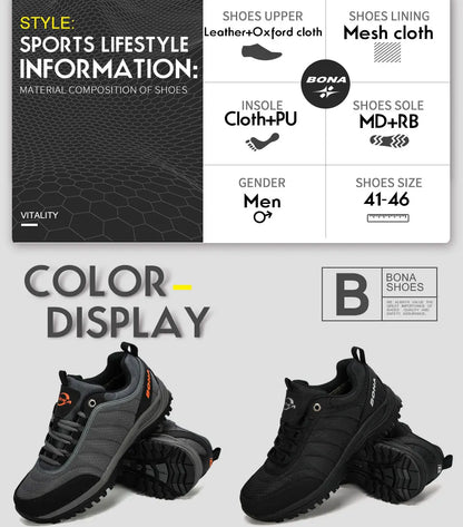 BONA New Arrival Hiking Shoes Men Mountain Climbing Outdoor Trainer Footwear Trekking Sport Sneakers Comfortable