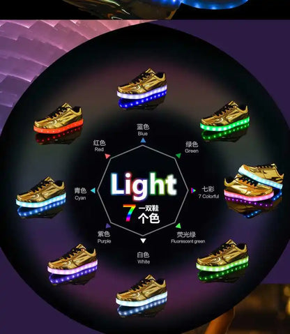 Men's Shoes Glowing Light LED Women Spring Fashion Casual Sport Lamp Party Golden Silver Boots Luminous Dancing Flats Sneakers