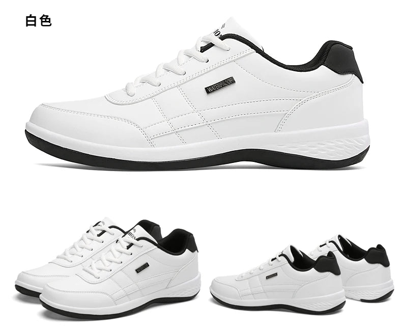 Leather Men's Sneakers Trendy Casual Italian Breathable Leisure Male Sneakers Non-Slip Footwear Men Vulcanized Shoes