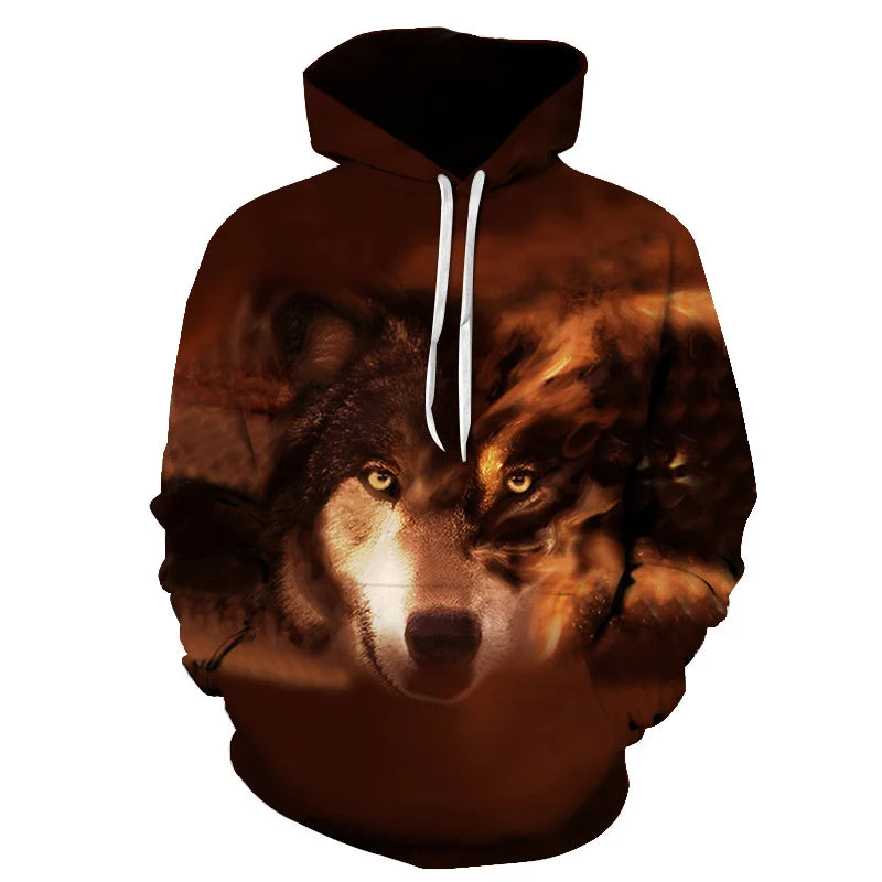 Cool Space Galaxy Wolf Hoodie Hoodies Men Bright Wolf Fashion Handsome Wolf Hoodies Spring Autumn Pullovers Sweatshirts Sweat