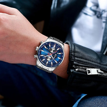 Zegarek męski CURREN – zegarek kwarcowy, wodoodporny, w stylu biznesowym, z chronografem, luksusowy zegarek na rękę renomowanej marki