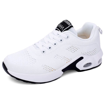 Ténis de moda para mulher, leves, para corrida, para desportos ao ar livre, em malha respirável, confortáveis, com almofada de ar e com atacadores