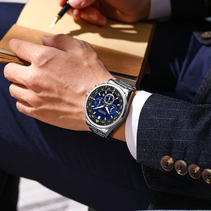 Zegarek męski CURREN – modny zegarek renomowanej marki, model luksusowy, wodoodporny, ze stali, w stylu sportowym, chronograf kwarcowy