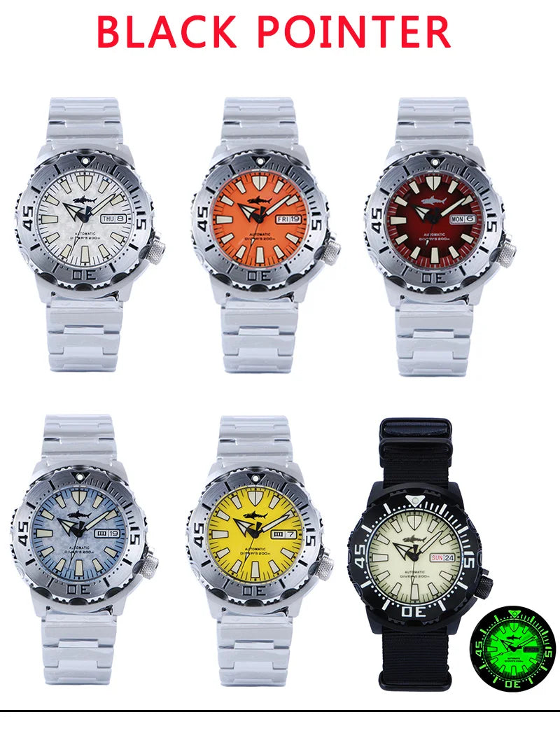 Heimdallr Sharkey Monster V2 Herren-Taucheruhr, 316L-Edelstahl, Japan NH36A-Uhrwerk, 200M wasserdicht, mechanische Herrenuhr