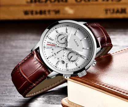 2025 New Men's Watches LIGE Top Brand Luxury Leather Casual Quartz Watch Men's Sport Waterproof Clock Watch Relogio Masculino+Box