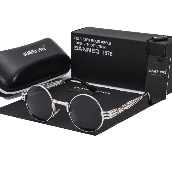 Polarized Gothic Steampunk Sunglasses Men Women Fashion Brand Designer Vintage Round Shades Metal Frame Sun Glasses Oculos