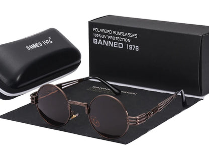 Polarized Gothic Steampunk Sunglasses Men Women Fashion Brand Designer Vintage Round Shades Metal Frame Sun Glasses Oculos