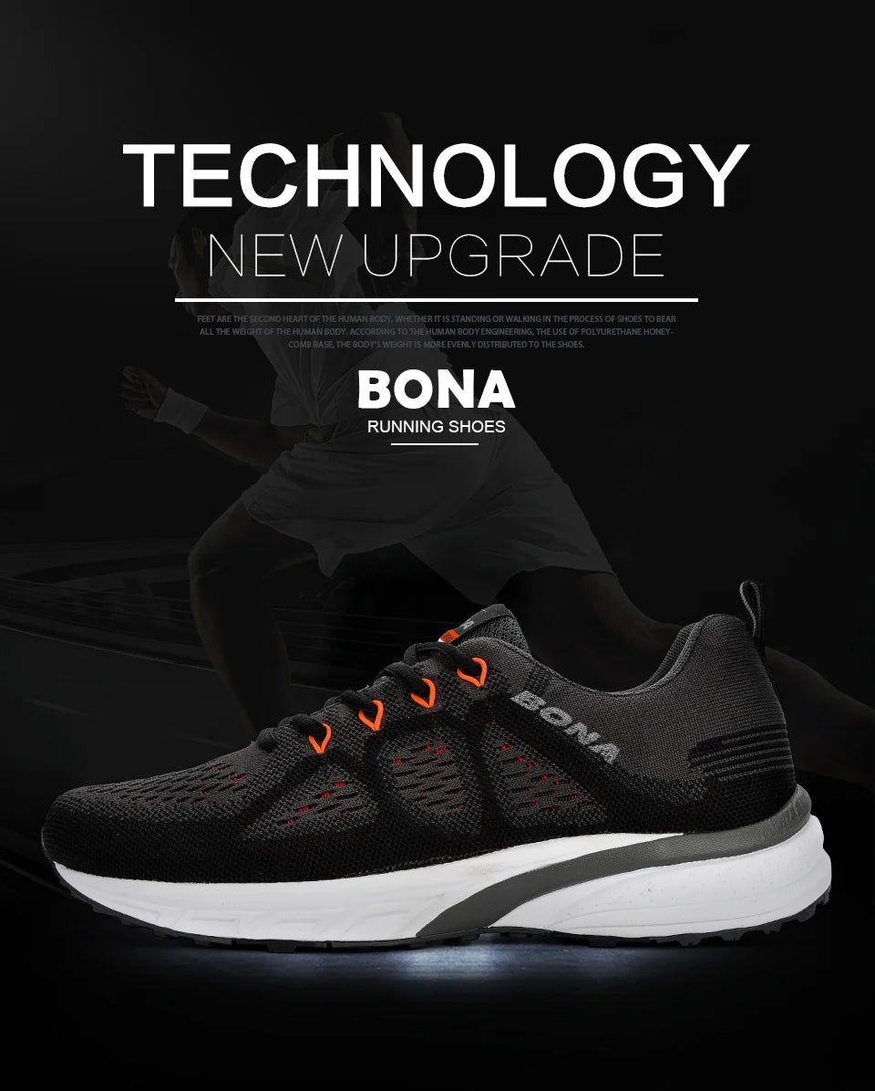 BONA Sneakers for Men, Sport Mesh Trainers, Lightweight Running Shoes for Women, Outdoor Athletic Shoes for Men